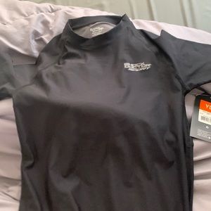 Black compression shirt.